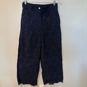 Sundance Wide Leg Eyelet Embroidered Cutwork Lined Pants Women’s Size 8